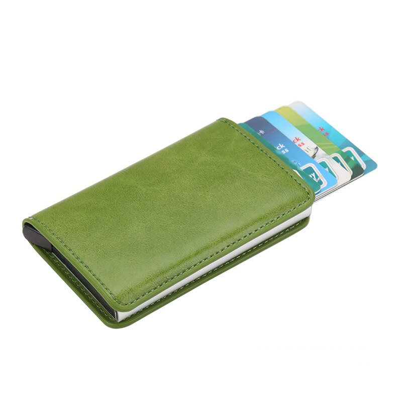 Taihaole Men Credit Card Holders Business ID Card Case Automatic RFID Card Holder Aluminium Bank Card Wallets: B-Green