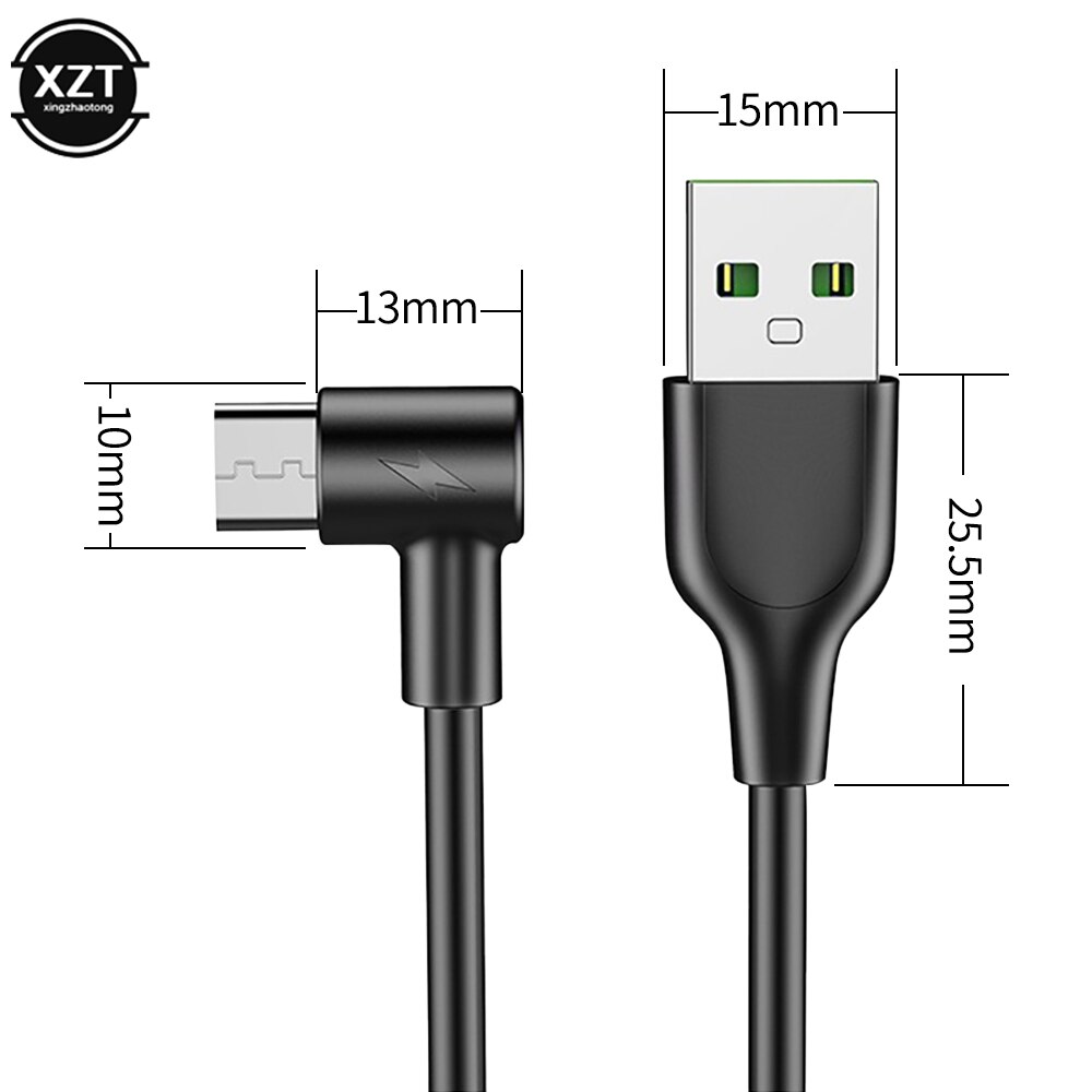 Cable Micro USB 90 grados codo Nylon trenzado 1M 1,5 m 2m carga rápida 3A cargador datos Cables para Samsung S7 Xiaomi Redmi