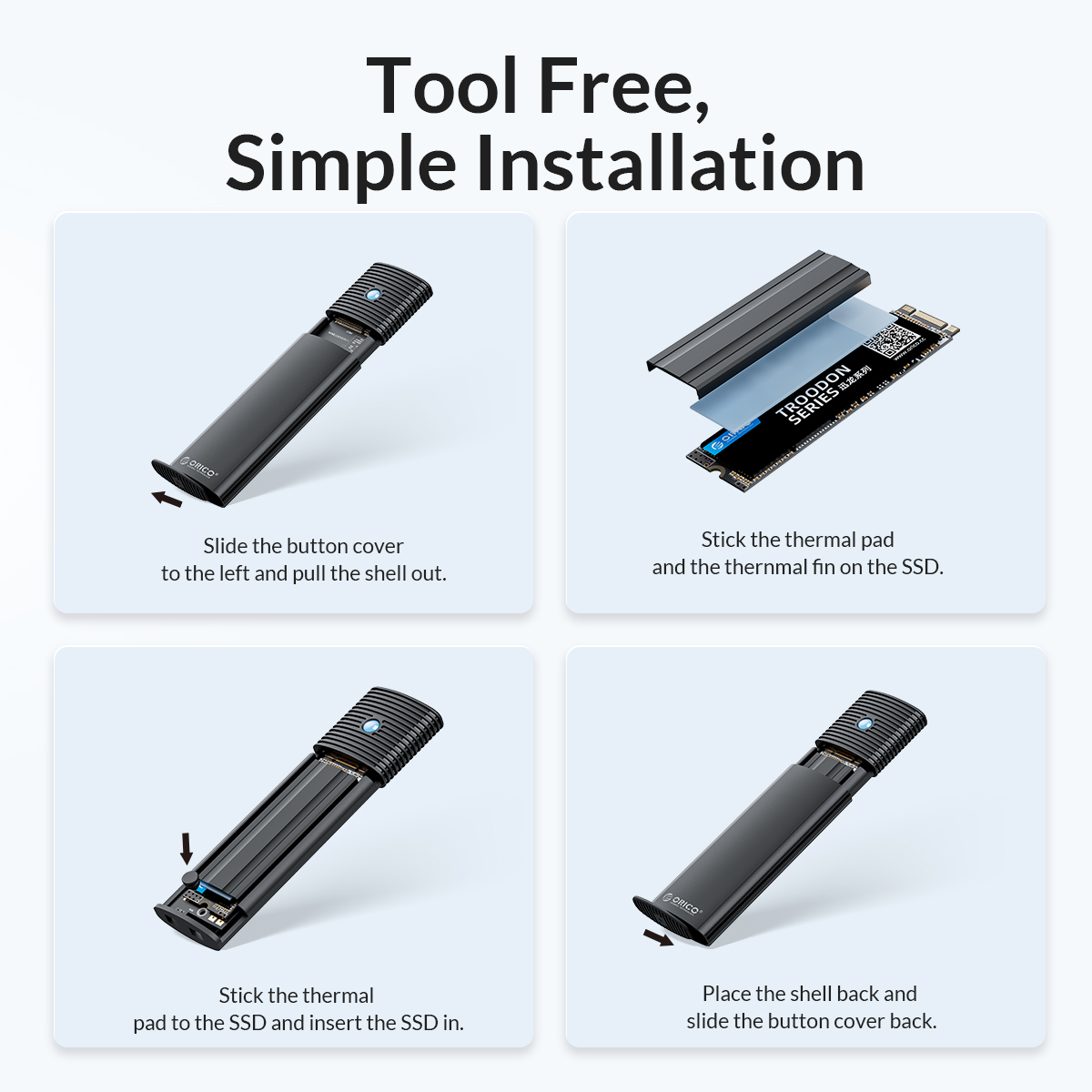 Obudowa Orico M.2 NVMe SSD 10Gbps USB-C 3.2 Gen 2 PCIe M.2 SSD Zewnętrzna
