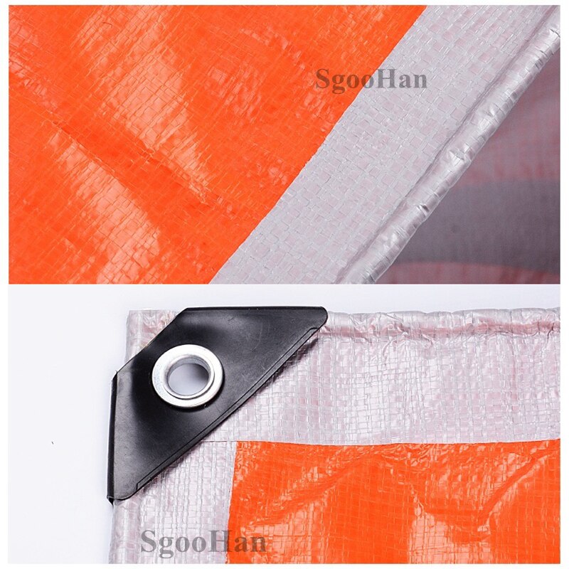 PE Tarpaulin Rainproof Cloth Shade Sail Outdoor Awning Camping Boat Truck Canopys Ground Sheet Waterproof Cloth Silver-Orange
