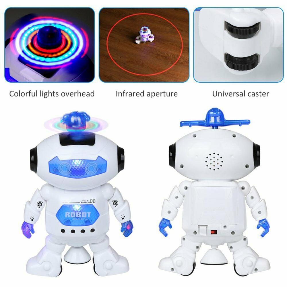 Children'S Toy Robot Neutral Plastic Music Infrared Glow Vocalization 360 Degree Cool Stunts Rotating Wheel