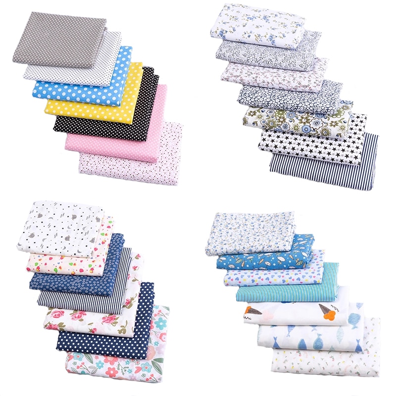7 Pieces/Set Sewing Supplies Flower Pattern Household Cotton Multi Purpose DIY Handmade Accessories Patchwork Cloth Nice