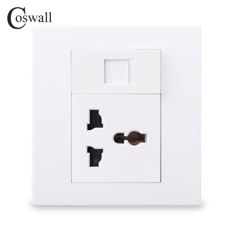 Coswall PC Panel Universal 3 Pin Wall Socket + 1 G... – Grandado
