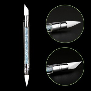 Pincel de silicona suave para decoración de uñas, pluma de pintura de goma de doble cabeza con taladro, para tallado hueco, 1 ud.: Blue