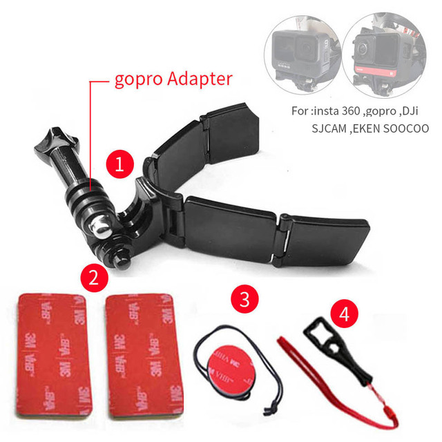 TUYU-soporte de montaje de barbilla para casco de motocicleta, para GoPro Hero 9, 8, 7, 5, SJCAM, SJ4000, DJI, OSMO, Eken, Insta360: Set 1