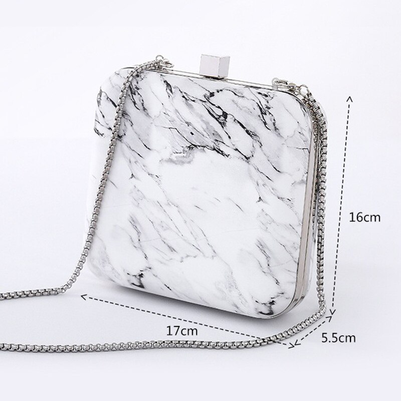 Nouvelle femmes jour pochette Unique impression marbre PU sac de soirée chaîne épaule sacs à main Vintage sacs à main Marmont sac