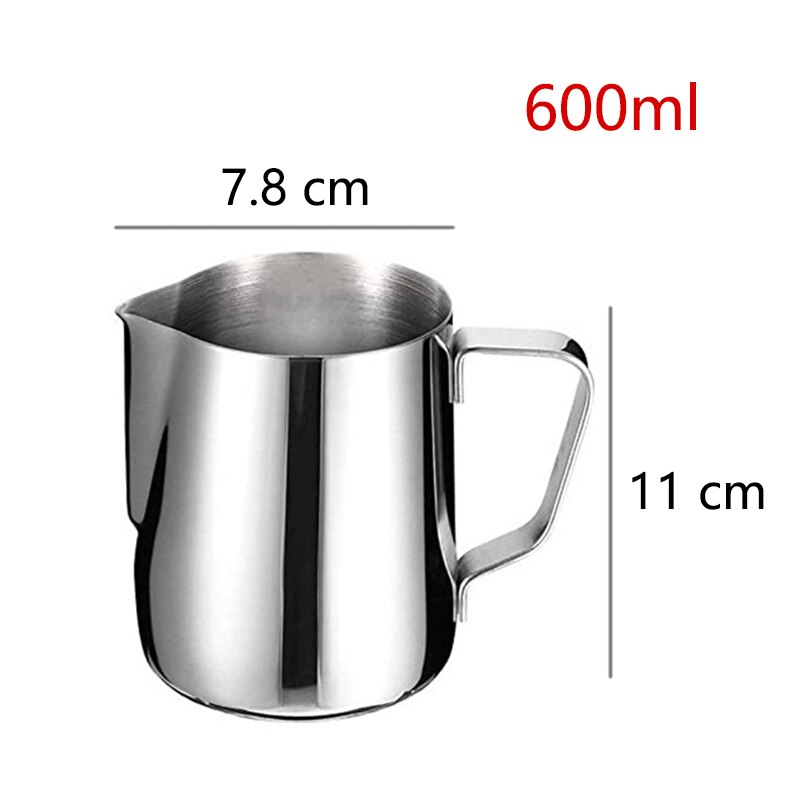 Milk Froth Pot-12oz/350ml Stainless Steel Coffee Tool Cup Creamer Frothing Pitcher for Espresso Coffee Latte Cappuccino Cups: 600ML