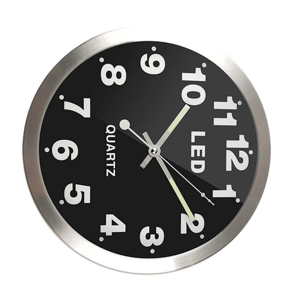 1pc LED Wall Clock Metal Frame Clock Large Number Clock Time Display Device Room Arrangement without Battery