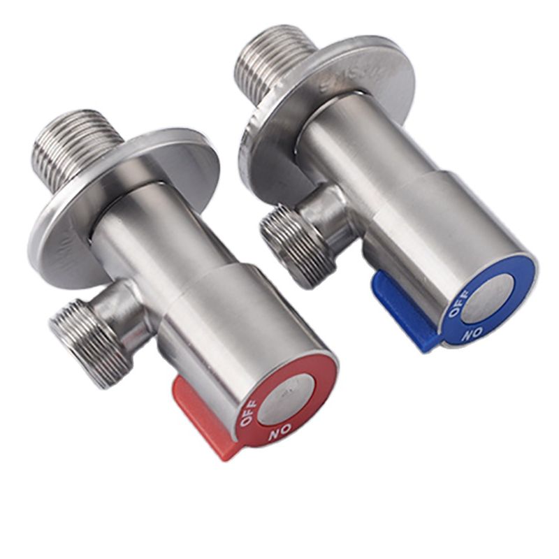 SUS304 Stainless Steel Angle Stop Valves with OFF ON Switch G1/2 Cold Water Stop Valve for Bathroom Toilet Sink, Copper Core