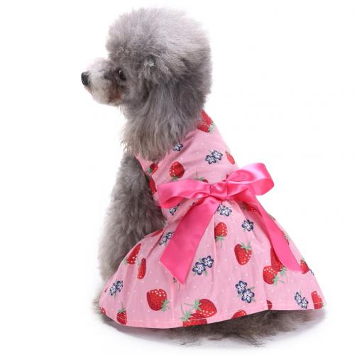 Søde jordbær mønster hundekjole hundetøj hyggelige ærmeløs hundeskjorte kjole kjole sundress prinsesse fest lille hund nederdel outfit: Xs