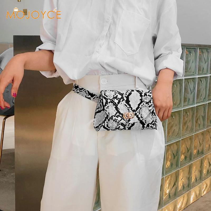 Riñonera de piel sintética con estampado de serpiente para mujer, bolso de cintura con estampado de serpiente