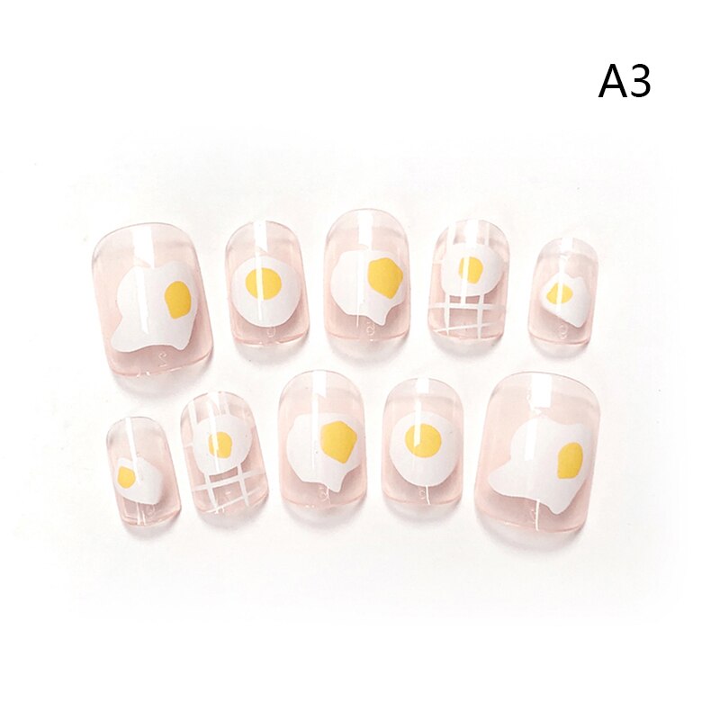 24 pièces/ensemble bonbons faux ongles artificiels faux ongles presse sur ongles à couverture complète avec de la colle: 3