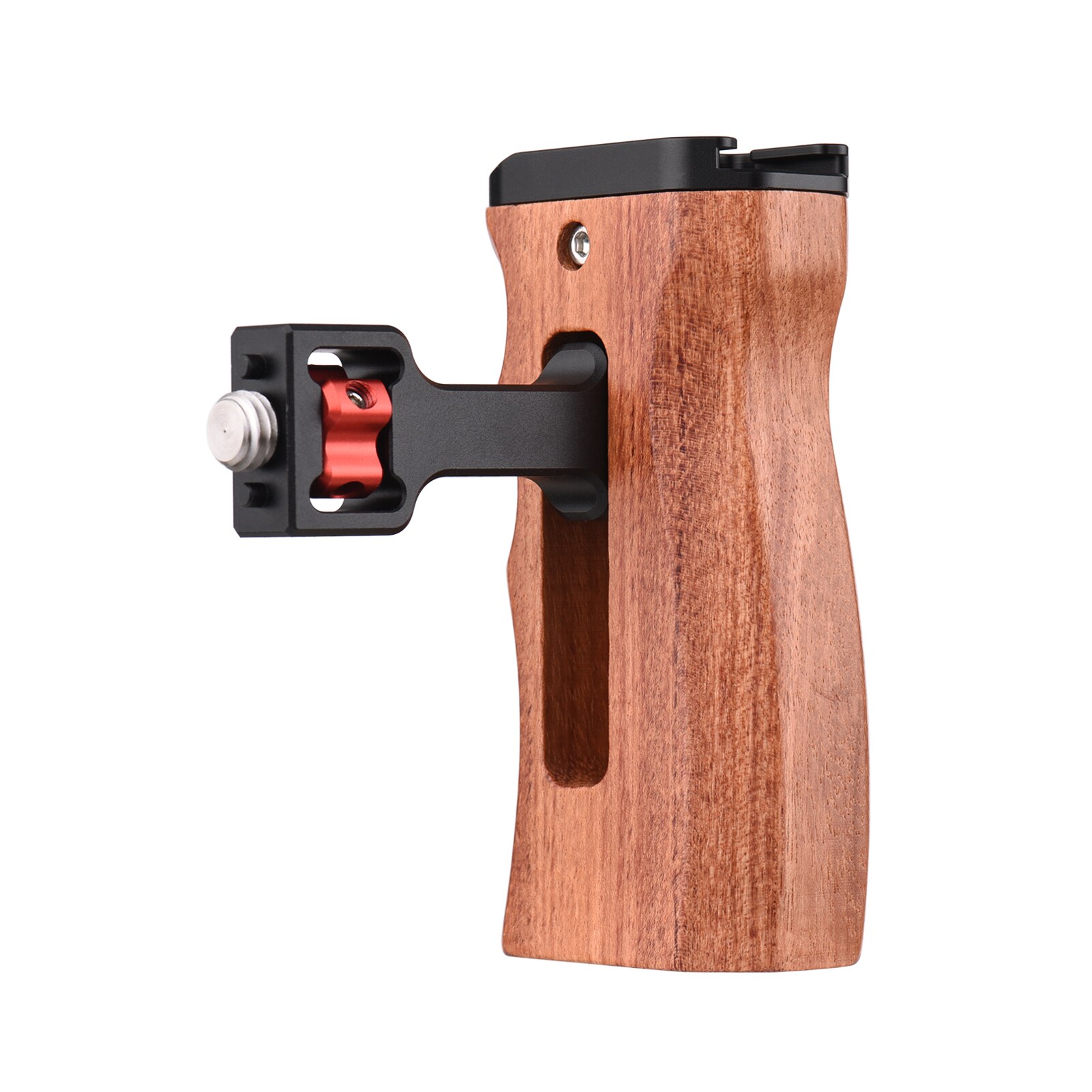 Adjustable Wooden Camera Cage Handle Left/Right Side Hand Grip 1/4 Inch Screw ARRI-Style Mount with Cold Shoe Mount Mini Wrench