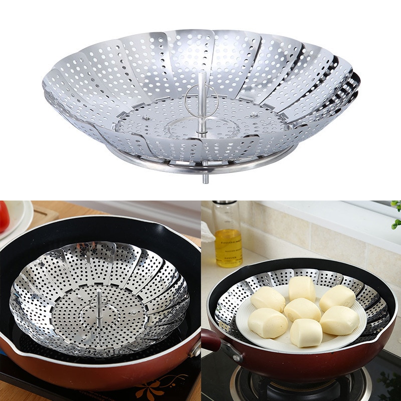 Vaporera plegable de acero inoxidable para verduras, cocina, cesta de frutas y alimentos, rejilla de vapor, utensilios de cocina y utensilios para cocinar a vapor
