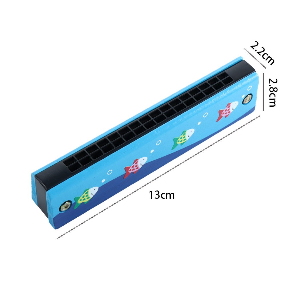 Double Row 16 Holes Children Wooden Painted Harmonica Kids Enlightenment Early Education Toys for Beginner Music Sense Training