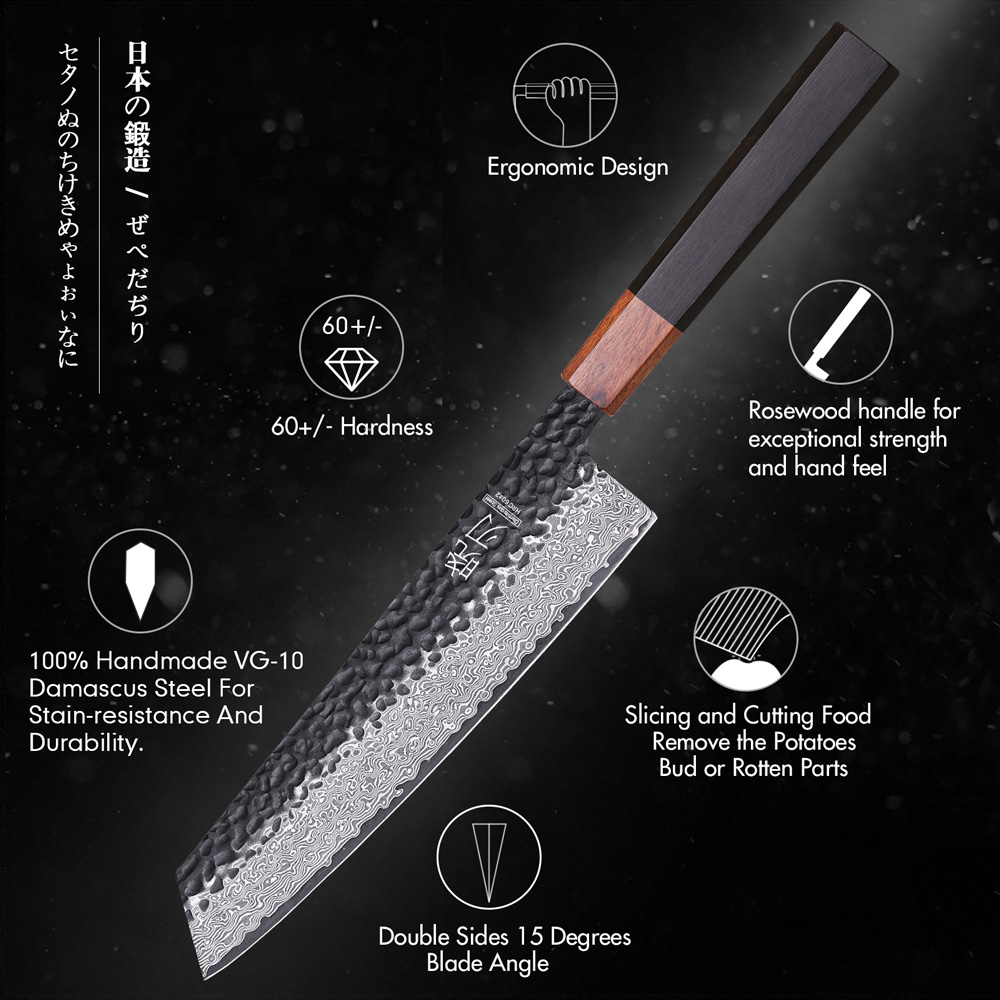 8.2 "japonês kiritsuke chef faca de aço damasco corte afiado carne vegetal cutelo vg10 mão forjada facas cozinha profissionais