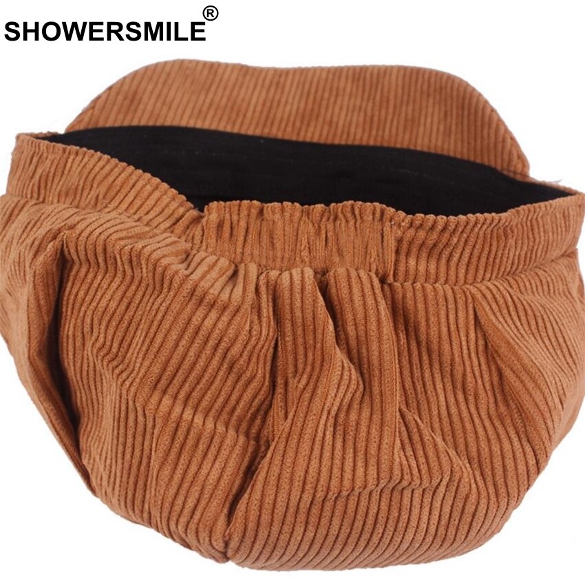 SHOWERSMILE Corduroy Newsboy Hat For Women Octagonal Cap Beret Men Vintage British Spring Autumn Khaki Painter Eight Panel Cap