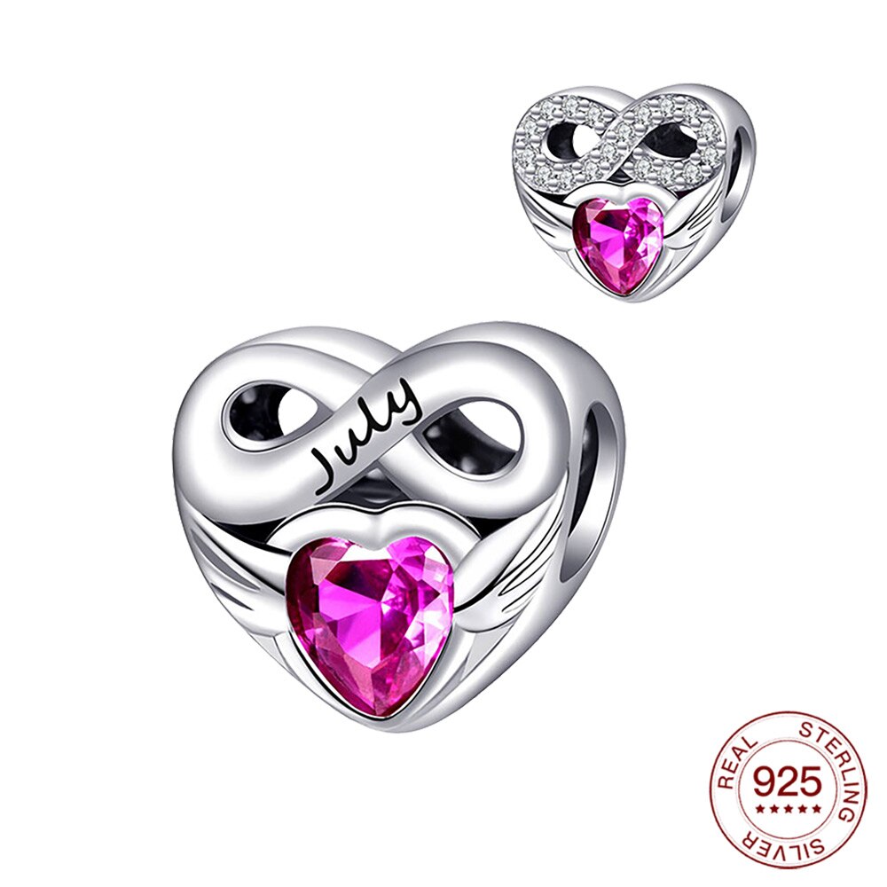 925 Zilveren Charm Vier Seizoenen Lucky Stone Charm Hart Glanzend Zirkoon Hanger Fit Originele 3Mm Armband Voor Vrouwen Sieraden: BMT180-7