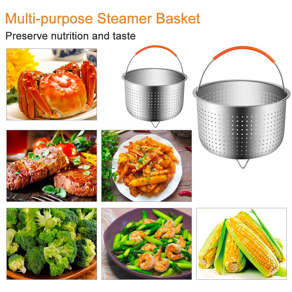 Steamer Pot Stainless Steel Steamer Basket Cook Accessories for Pressure Cooker Compatible with Most Pressure Cookers Steaming