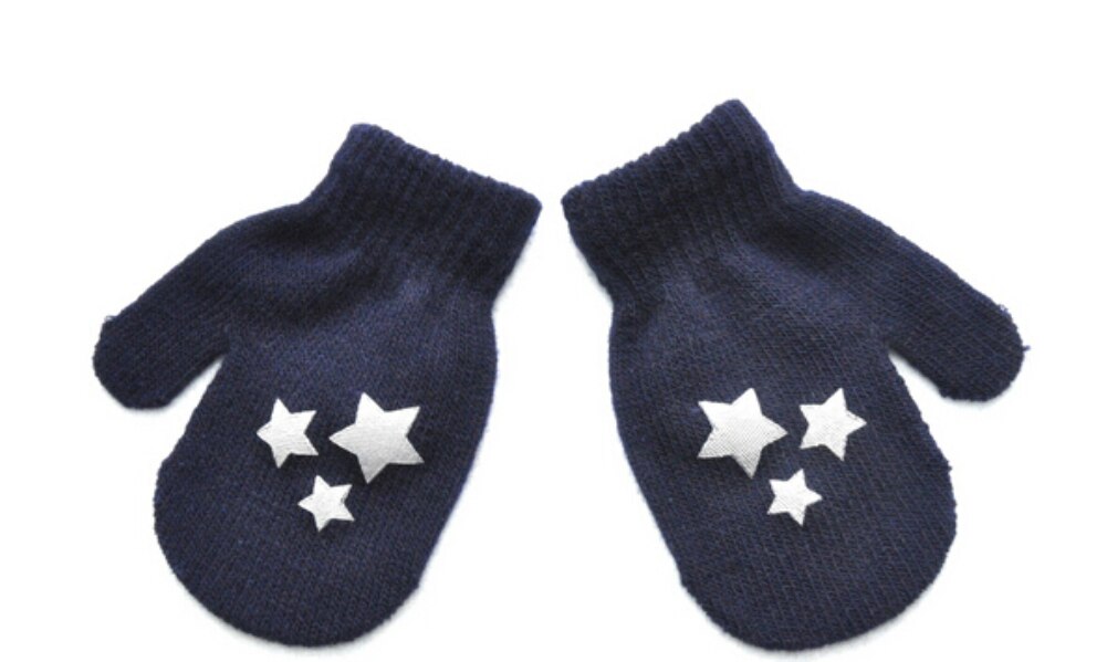 Guantes cálidos de punto para niños, manoplas con patrón de corazón y estrella de lunares, Mitones para bebés de 3 a 6 años: C