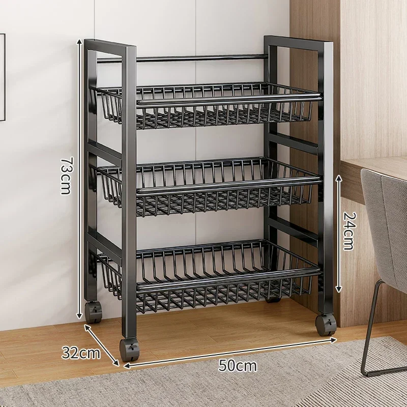 Carro de cesta de verduras para cocina, estante de almacenamiento multifuncional, carrito rodante móvil para fruta, horno microondas, organizador de cocina: Gris claro