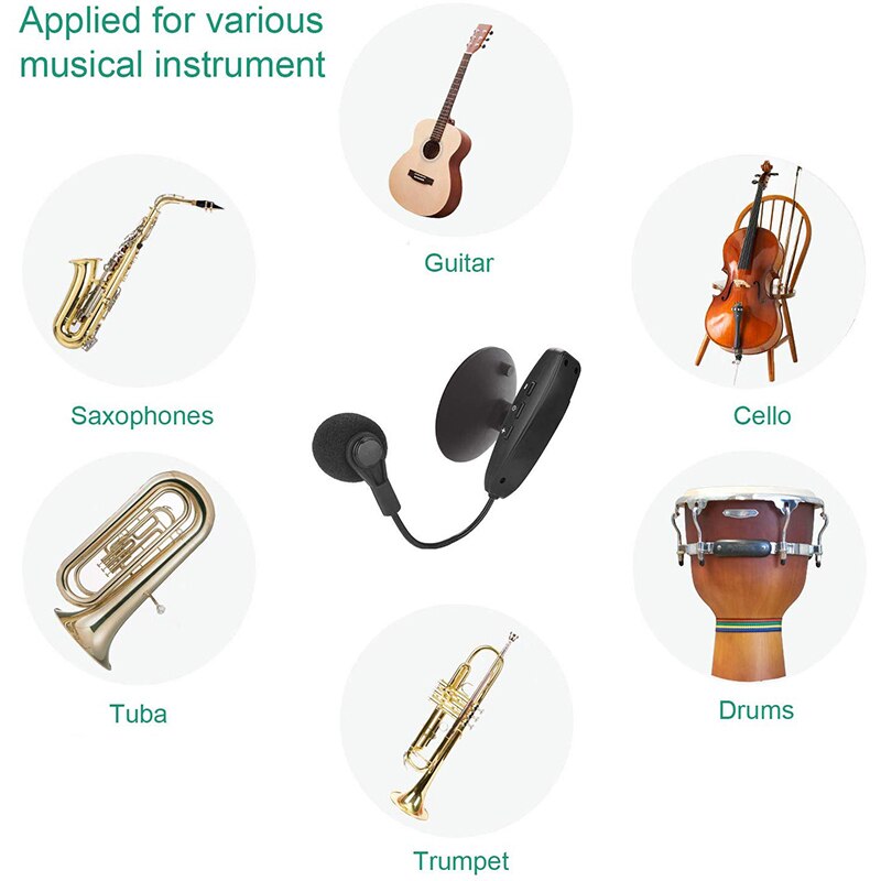 Wireless Instrument microphone Suction Cup Condenser Mic for Cello Violin Guitar Bass Stringed Instrument