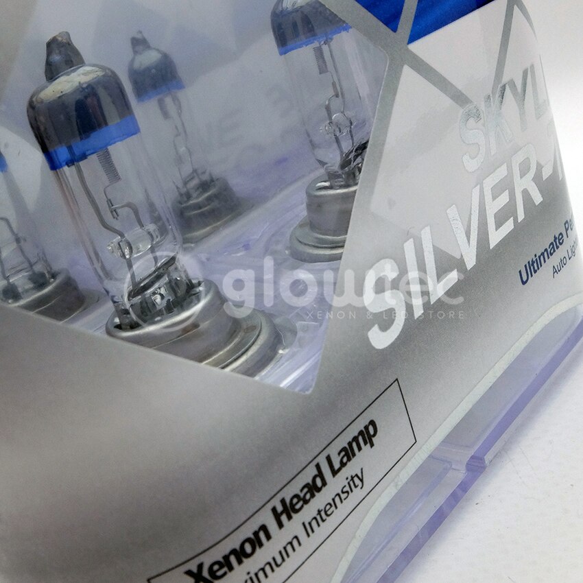SKYLINE SILVER-TEC-luces halógenas para coche, luz blanca cálida ultrabrigera, H11, H7, H4, 55W, 2400lm, 4300K, 2 pares