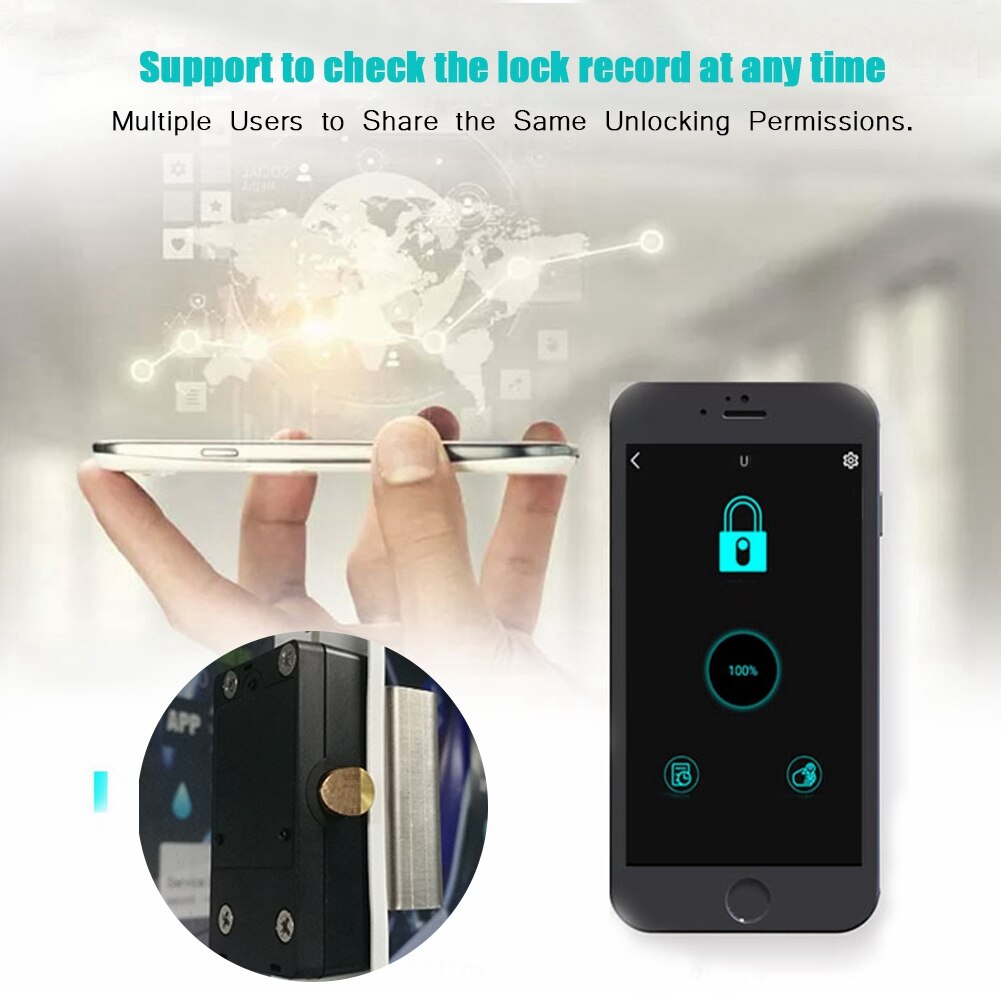 safety lock Smart Bluetooth Cabinet Drawer Lock Unmanned Container Lock with English Manual anti theft lock