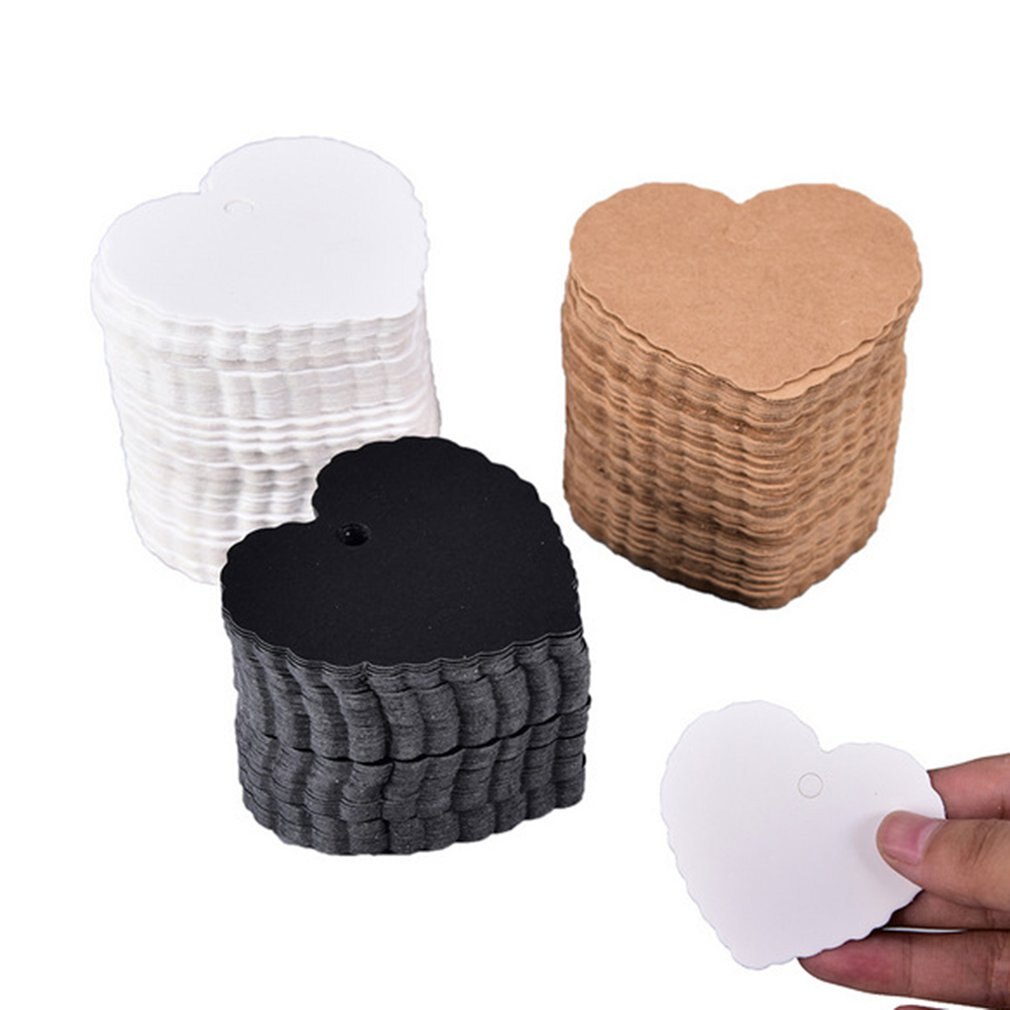50pcs Kraft Paper Heart-shaped Small Label Diy Jewelry