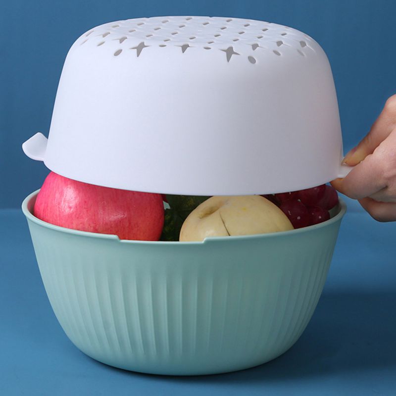 Washing Fruits Vegetable Drain Basket Kitchen Multifunctional Double-dish Home Water Filter Baskets