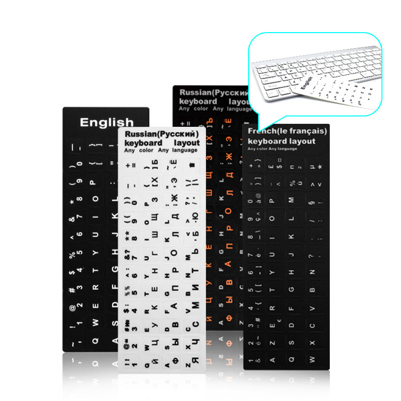 Autocollants clavier d'ordinateur portable étanche espagnol/anglais/russe/français Deutsch/arabe/coréen/japonais/hébreu/thaï disposition du clavier
