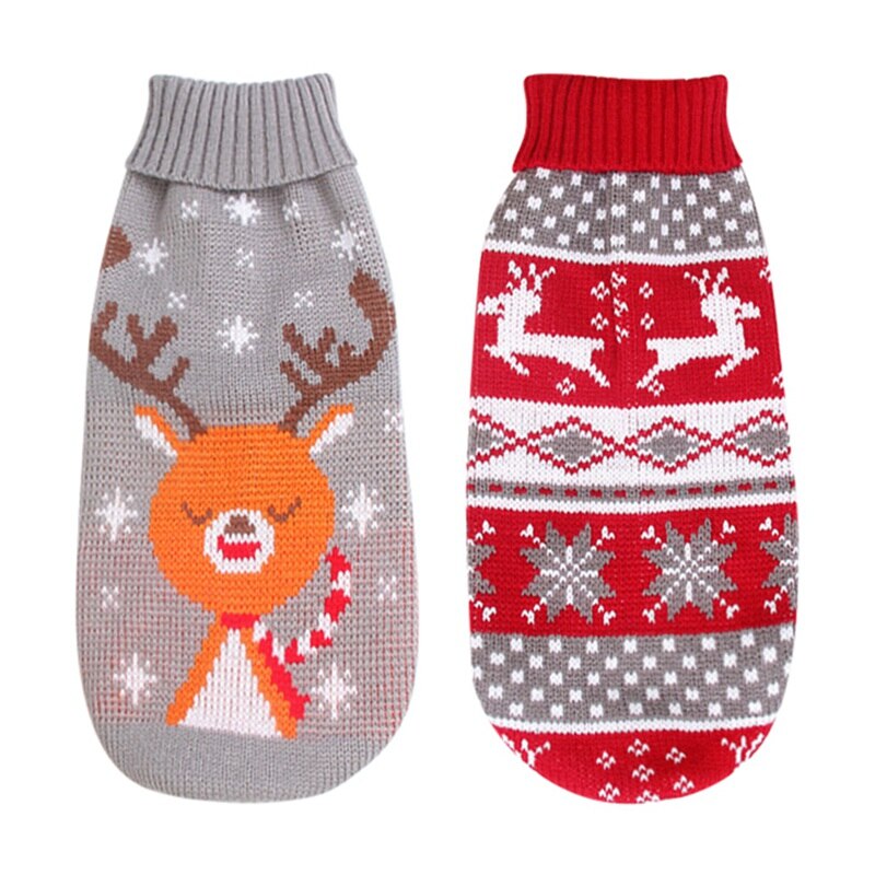 Vinterstrikket hundetøj varm sweater sweater til små store hunde kæledyrstøj frakke strikning hæklet stof 01