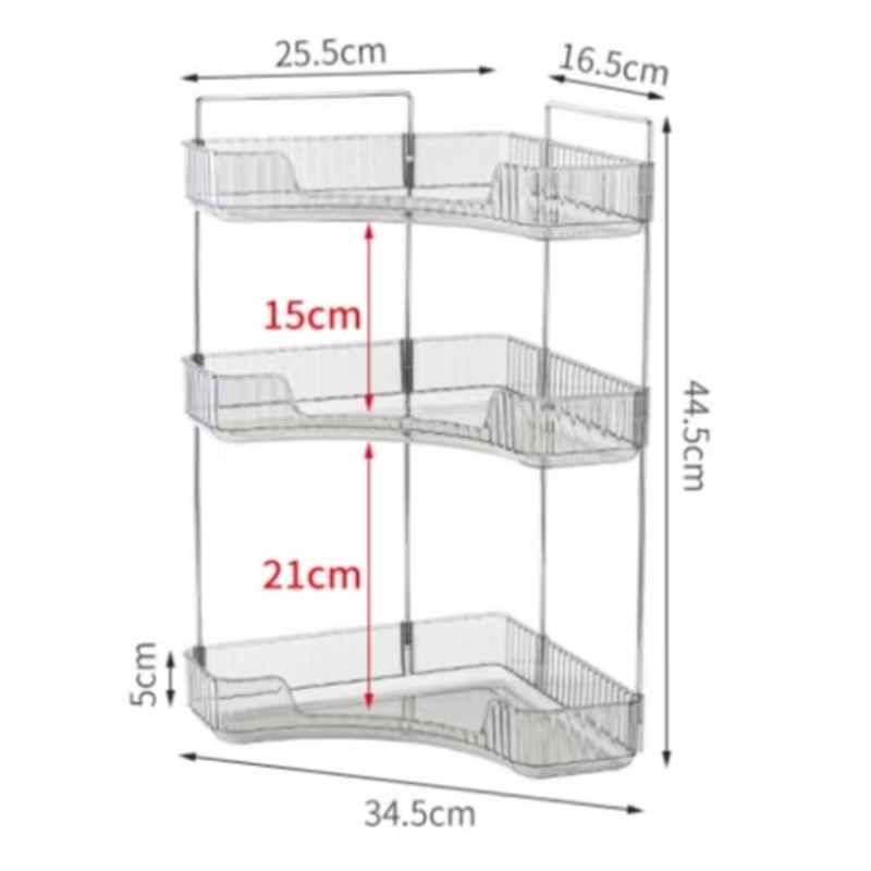 Triangular storage box rack, light luxury corner cosmetics rack, transparent bathroom jewelry rack.: light green