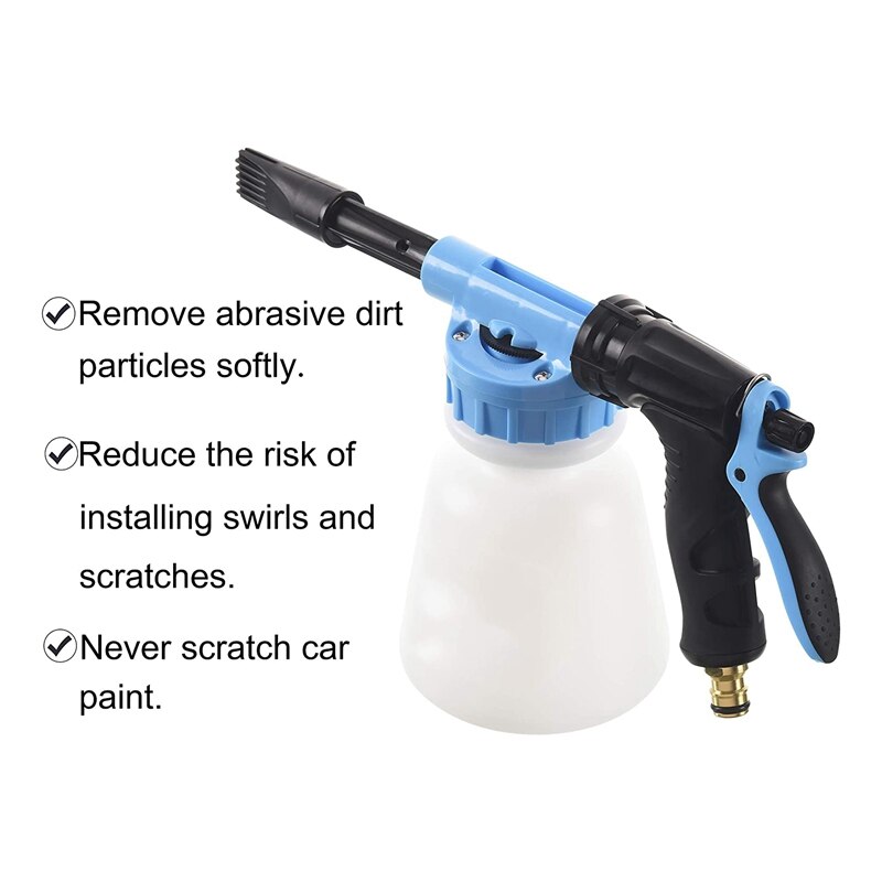Bilvask skum pistol, justerbar bilvask skum sprøyte skum blaster passer hageslange til bilvask og hage
