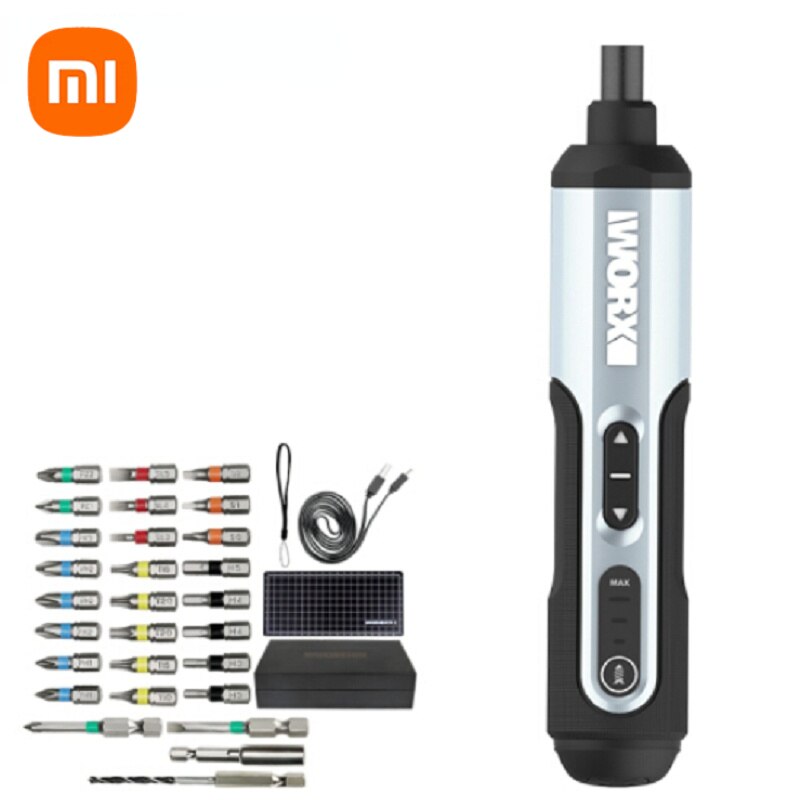 Xiaomi-Mini destornillador eléctrico Worx WX240.1, 4V, inalámbrico, inteligente, recargable por USB, mango con 28 juegos