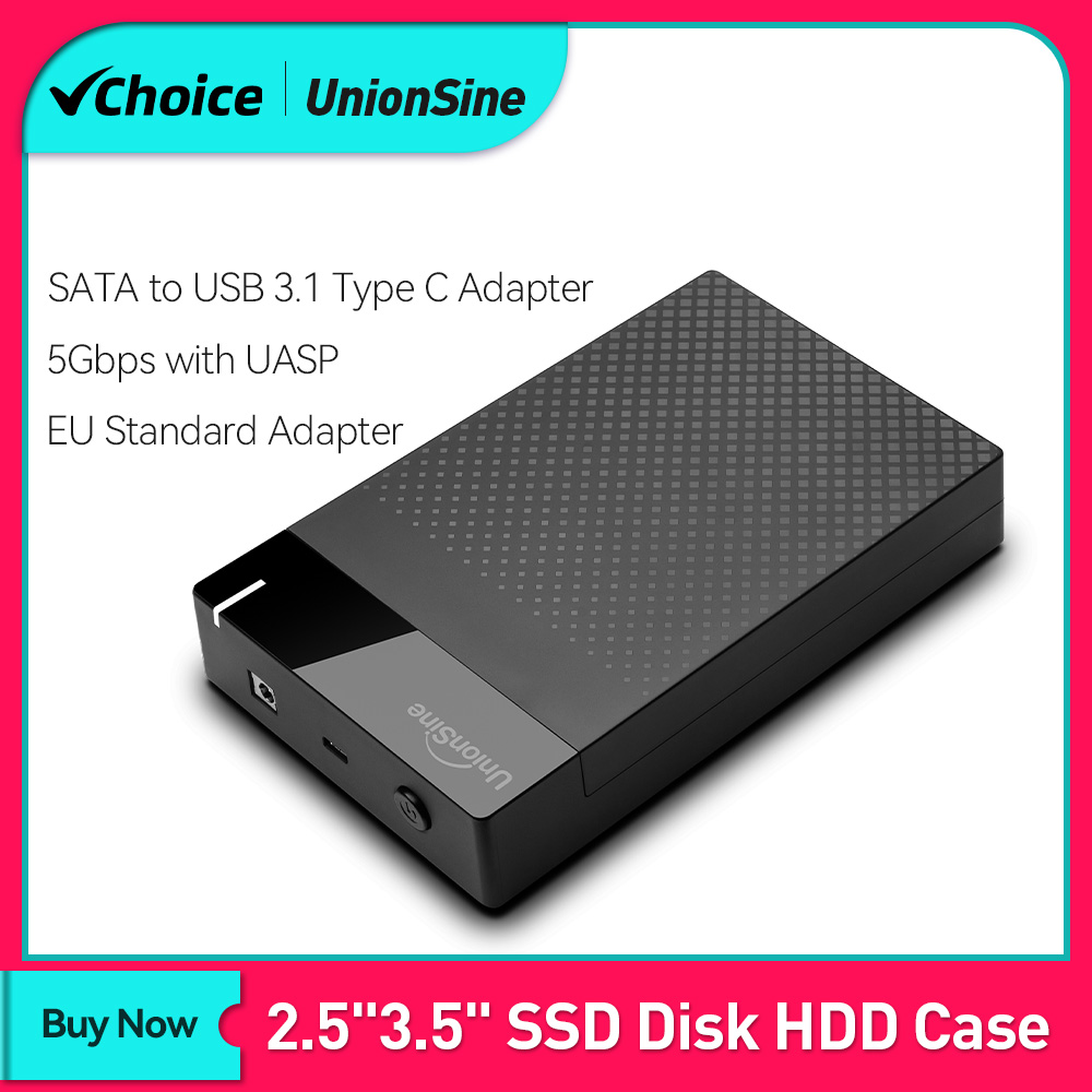Unionsine 3.5 ''hdd caso sata para usb 3.1 tipo c adaptador gabinete de disco rígido externo para 2.5 "3.5" ssd disco hdd caso para pc