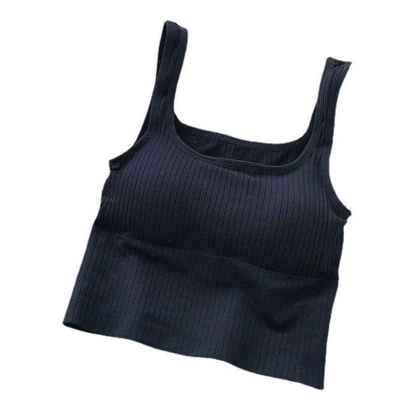petit col carré sous-vêtements pour femmes, couleur unie, sans anneau en acier, haut à tube fin, gilet pour femmes,