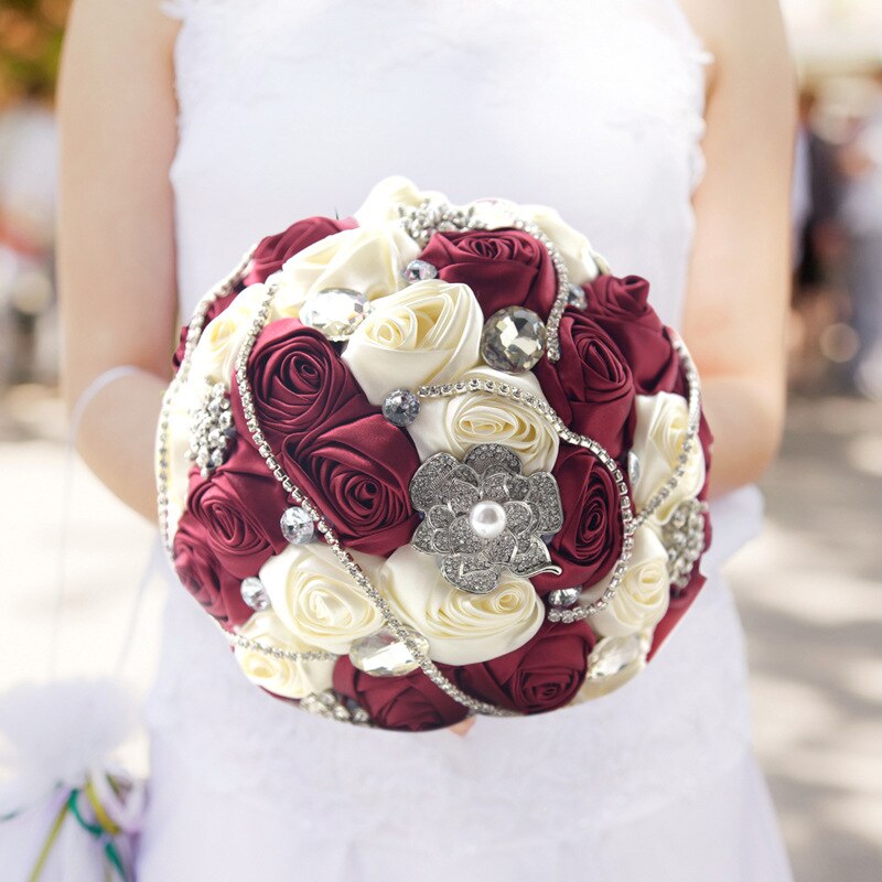 Mode Huwelijk Boeket Handgemaakte Bloemen Steentjes Wedding Boeket Matrimonio Bruids Boeket Voor Bruiloft