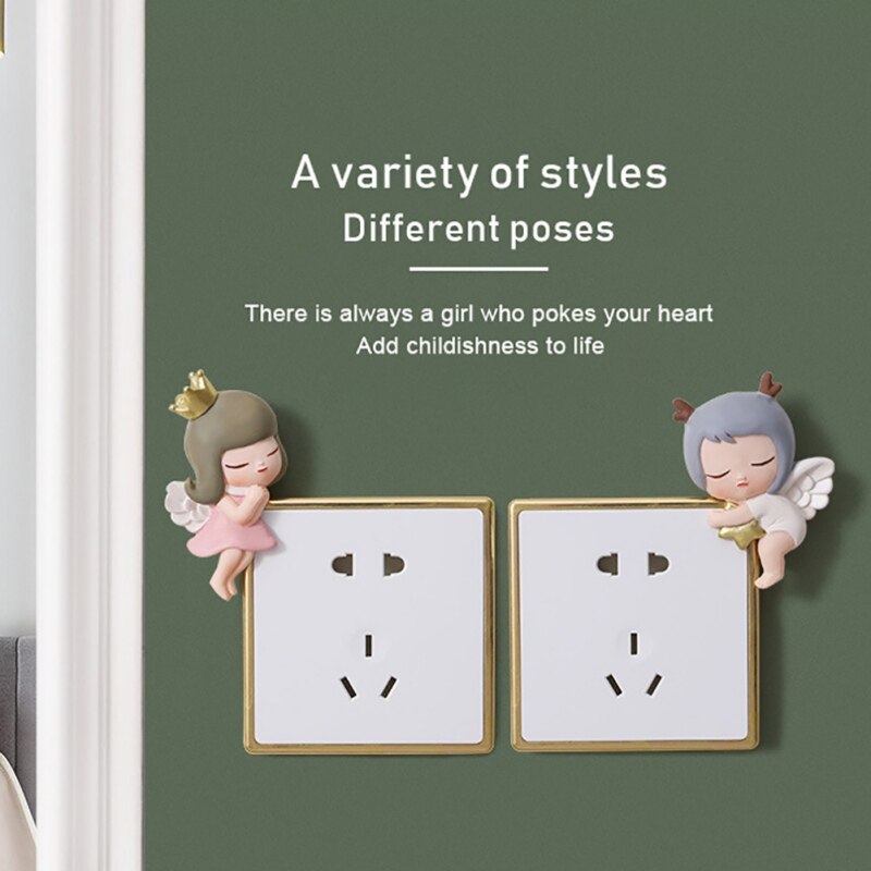 3D Silicone On-off Switch Sticker Cute Girl Resin Switch Cover Room Decor Switch Outlet Wall Sticker