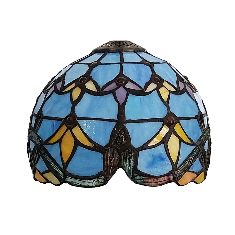 WOERFU-Pantalla de lámpara Tiffany europea, lámpara de mesa azul, lámpara de pared, luz colgante, bricolaje