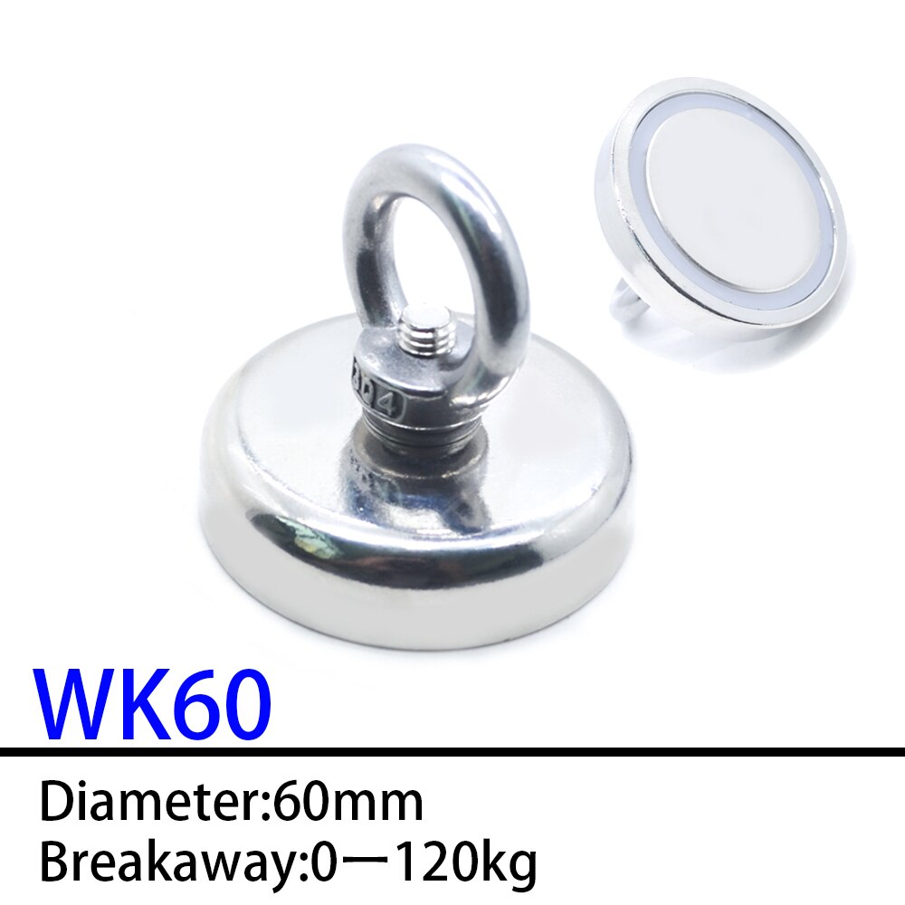 Starke Magnet Topf Angeln Magnet Tiefe Meer Salvage Magnetische Haken Permanent Neodym NdFeB Magnetischen Angeln Werkzeug mit Seil: D60WUKONG