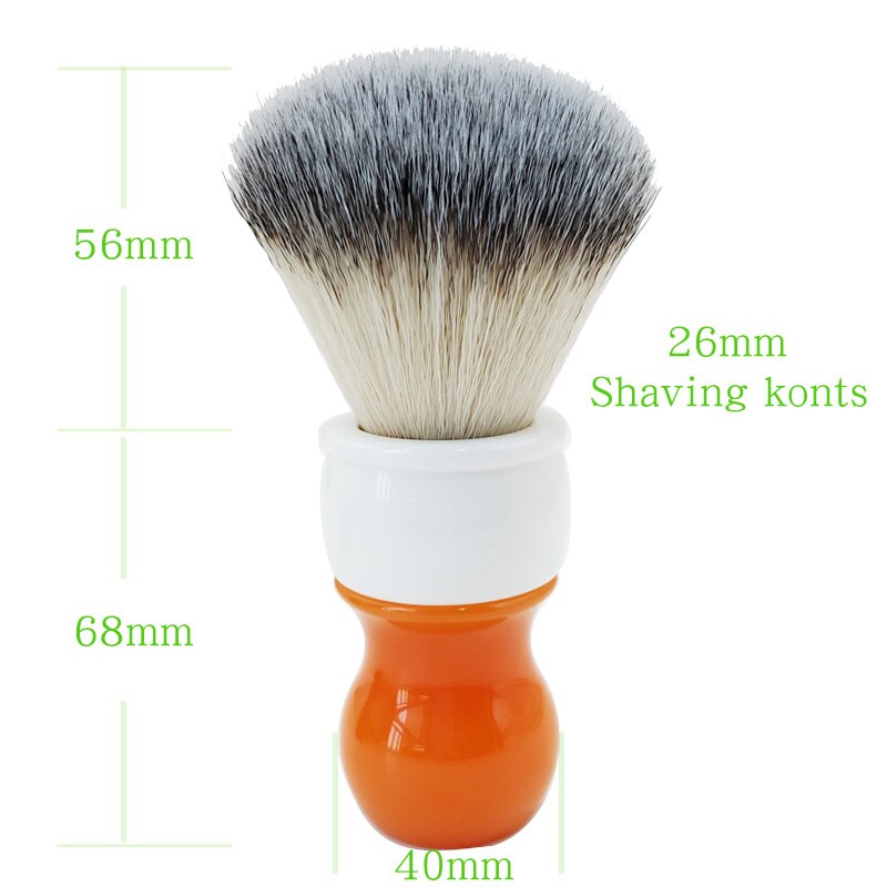 Dscosmetic-brocha de afeitar con mango de resina zanahoria y nudos de pelo sintético, para hombre, afeitado en húmedo, 26mm