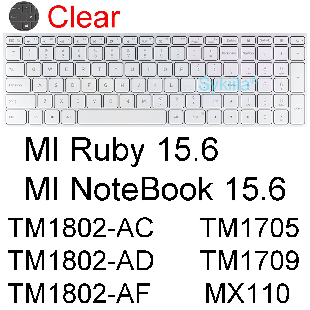 Klawiatura pokrywa dla Xiaomi MI Air 12.5 13.3 Pro 15X14 Gaming Ruby 15.6 Protector skórzane etui silikonowe TPU Laptop Notebook 2021: Clear MI 15.6