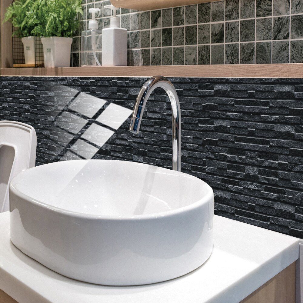 3D Wall Sticker Brick Rock Tile Stickers Backsplash Kitchen Self-adhesive Tiles Bathroom Wall Stickers Waterproof Home Decor