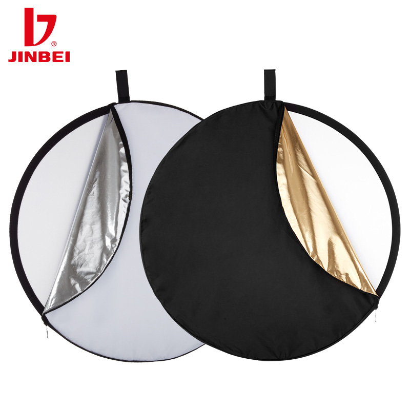 Jinbei 31 ''80Cm 5in1 Reflector Fotografie Inklapbare Draagbare Licht Diffuser Ronde Reflector Voor Foto Kleurrijke Zilver Zwart