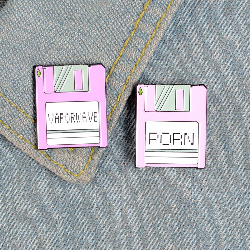 creativa dibujos animados U disco, CD Retro, máquina de fax broche de gota de aceite Pin bolso vaquero hombres mujeres accesorios de joyería de