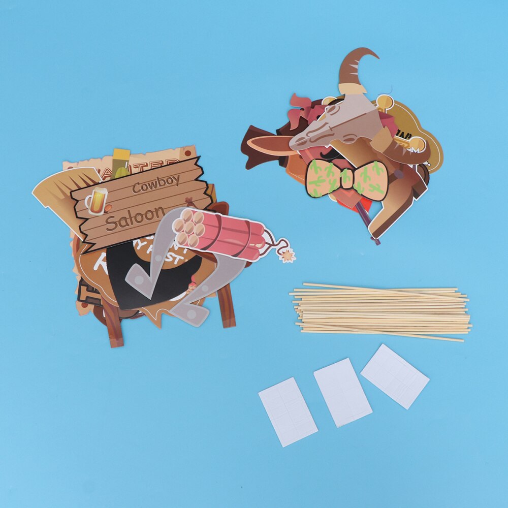 Accessoires Photo de la tribal Cowboy, 30 pièces, décor de barbe en papier, accessoire de fête pour la décoration