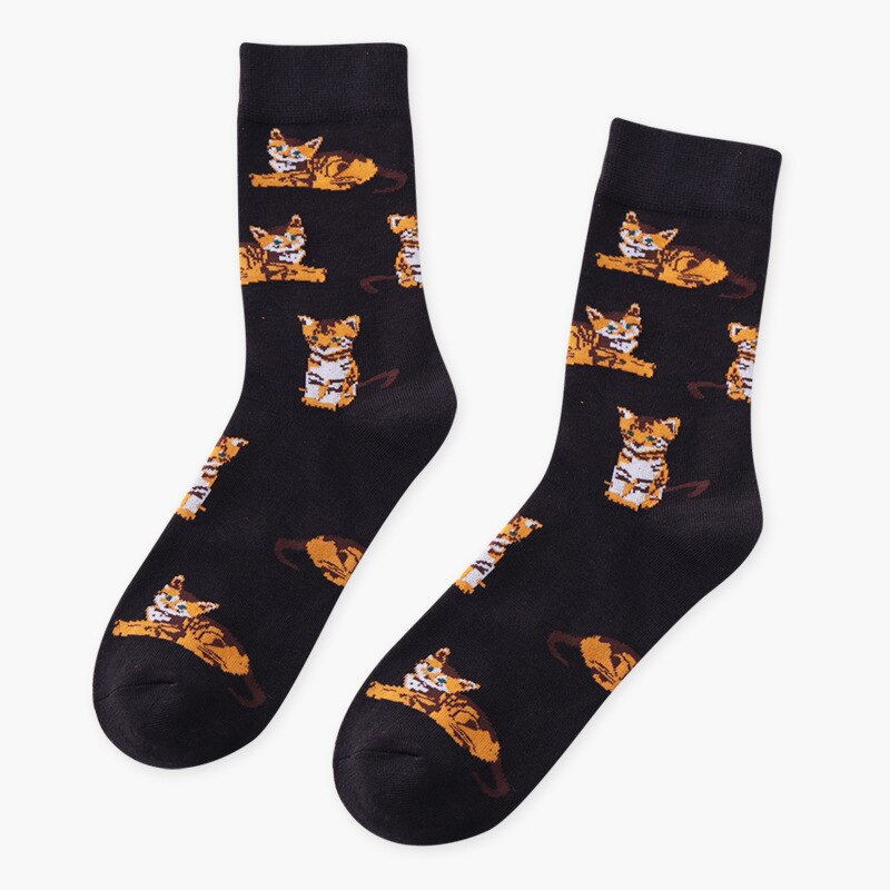 Novedad de , calcetines cortos Teckel Shiba Inu Tiger Beagle para mujer, bonitos calcetines de algodón con de Animal para mujer: Dark gray cat