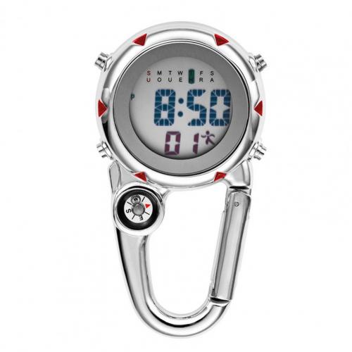 Digital mosquetón Clip de relojes luminosa Anti-arañazos precisa mochila cinturón al aire libre Brújula de deporte en el reloj para escalada al aire libre: Rojo