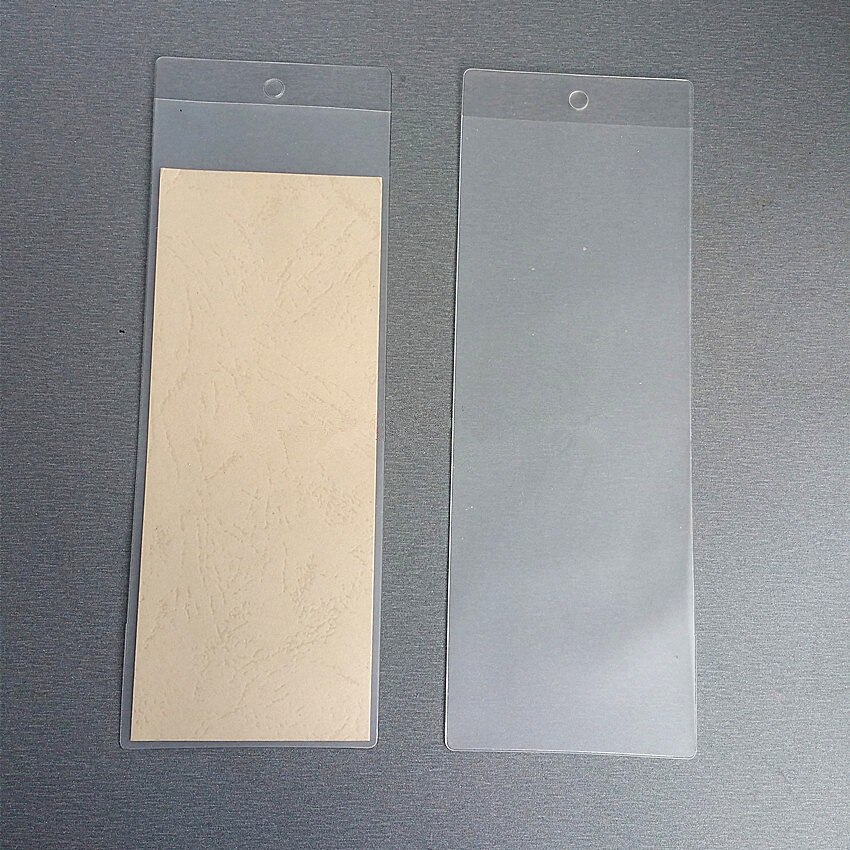W6cm Plastic Price Signage PVC Cover Bags Card Tag Label Hanging Envelope Sleeve Protective Pocket Dull Matte Clear 100pcs